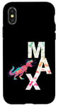 Coque pour iPhone X/XS Max - Nom de garçon cool avec des dinosaures colorés