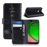 Motorola Moto G7 Play haljas nahkainen suojakotelo - Musta Hopea/Harmaa