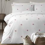 Appletree - Blush Pink Polka Dots Duvet Cover - Single Bedding Size (140 x 200cm) - Soft 100% Cotton - 1 Pillowcase - White Duvet Cover with Pink Dots - Pink Bedding - Pink Spots Duvet Cover