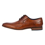 bugatti Homme Chaussure basse business en cuir, Derby avec élastique et couture parallèle, Cognac, 48 EU