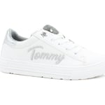 Chaussures Tommy Hilfiger  Sneaker Bambina Lacci White Silver T3A4-31024