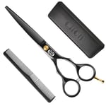 CIICII Hairdressing Scissors Set, 6.5 Inch Professional Hair Cutting Scissor (Hair Cutting Shears Beard Trimming Grooming Haircut Kit) Right Left Handed Barber Scissors for Home Salon DIY Black