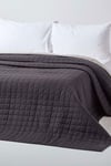 Homescapes Cotton Quilted Reversible Bedspread black Unisex