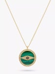 Melissa Odabash Malachite and Crystal Eye Pendant Necklace, Gold/Green