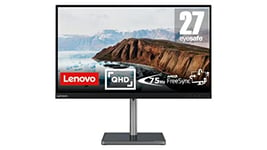 Lenovo L27q-38 - Écran 27'' 2K QHD (VA, 75 Hz, 4ms, HDMI et DP, Câble HDMI, FreeSync, Base en Métal, Haut-Parleurs) Réglage en Inclinaison/Hauteur/Rotation/Pivot - Noir