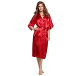 GROPC Women Satin Dressing Gown,Valentines Day Sexy Lingerie Plus Size With Pockets Silk Silky Babydoll Robe Print Dress Bathrobe Kimono Chemises Sleepwear Homewear For Friend Gifts,Red,M