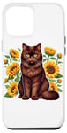 iPhone 12 Pro Max Sunflowers York Chocolate Cat Case