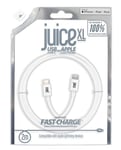 Juice USB Type C - Apple Lightning, 2m Charger and Sync Cable for Apple iPhone 14, 14 Pro, 13, 13 Pro, 12, 12 Mini, SE, 11, XS, XR, X, 8, 7, 6, 5, iPad, Airpods Pro - White
