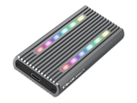 Qoltec - Förvaringslåda - Ssd, Sata, Rgb Led, 4Tb - M.2 - M.2 Nvme Card / Pcie (Nvme) - Usb-C 3.1 (Gen 2) - Grå