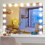 60x50cm Miroir de Maquillage Hollywood 17 Ampoules led Dimmable Tactile Miroir avec Lumière éclairage Pour Coiffeuse Salle de Bain