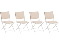 Lot De 4 Chaises De Jardin En Aluminium Pliables Lin Et Blanc Axant - Hespéride