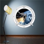 FULL COLOUR SPACE PORTHOLE SHUTTLE ROCKET EARTH WALL STICKER DECAL KIDS BEDROOM WSD646