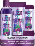 Aussie Blonde Hydration Vegan Purple Shampoo, Conditioner And 3 Minute Miracle