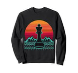 King Chess Piece Retro Vintage Gaming 80s Style Futuristic Sweatshirt