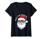 Womens Rizz The Season Funny Christmas Xmas Santa Claus Rizzler 24 V-Neck T-Shirt