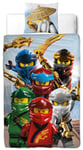 Ninjago sängkläder - 140x200 cm - LEGO Ninjago Master Wu - 2 i 1 bäddset - 100% bomull