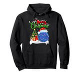 Xmas Tree Lights Santa Hat Bowling Ball Christmas Pullover Hoodie