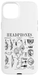 Coque pour iPhone 15 Plus Casque audio vintage breveté DJ Gamer Podcaster Musique