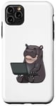 Coque pour iPhone 11 Pro Max Hippopotame travaillant sur un ordinateur portable Animaux