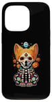 Coque pour iPhone 13 Pro Os de corgi mexicain Sugar Skull, Halloween, jour de la mort d'un chien