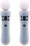 Lot De 2 Coques De Protection Antid¿¿Rapantes En Caoutchouc De Silicone Pour Manette De Playstation Ps4 Vr Move Ps Move Motion Blanc