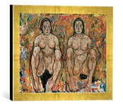 Kunst für Alle 'Encadré Image de Egon Schiele Hock endes Madame Couple, d'art en qualité Cadre de Photos, 40 x 30 cm Fait Main, Or Raya