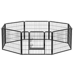 Feandrea Parc pour Chien, Enclos pour Chiot, Clôture, Chenil, Cage, 8 Panneaux, Double Verrou en L, Chaque Panneau 77 x 60 cm, Intérieur, Extérieur, Jardin, Chien, Lapin, Poule, Noir PPK86H