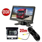 CW13121-Backkamera 7-tums LCD-skärm, 18 LED IR Night Vision Bakre kamerasats 20m kabel 12V-24V för bussläsarkamera