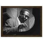 Artery8 Thelonious Monk Playing Black & White Jazz Legend A4 Artwork Framed Wall Art Print