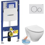 Pack WC Bati-support Geberit UP320 + WC Cersanit sans bride + Abattant softclose + Plaque blanche (GebDormo-J)