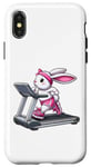 Coque pour iPhone X/XS Lapin de Pâques sur tapis roulant Gym Fitness Entraînement