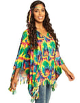 Hippie Tie Dye Poncho med Frynser og Hodebånd