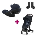 Cybex Pack Poussette Duo Orfeo Dark Navy Blue + adaptateurs Coque Cloud G i-Size Tissu Plus Ocean