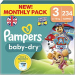 Pampers Baby-Dry Paw Patrol Edition Size 3, 234 Nappies, 6Kg - 10Kg