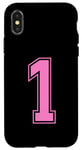 Coque pour iPhone X/XS Rose 1 Numéro Équipe Junior Sports Uniforme Numéroté