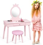 Coiffeuse pour enfants avec tabouret coiffeuse et chaise table cosmetique avec miroir et tiroir egalement comme bureau