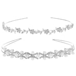 2 st Faux Pearls Rhinestone Diadem Bröllop Tiara Hårkrona Kristall Pärla Brud Tiara Diadem för Bröllopsfest Brud Brudtärnor Kvinnor Flickor