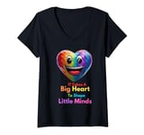 Womens funnyIt Takes a Big Heart To Shape Little Minds Teacher V-Neck T-Shirt