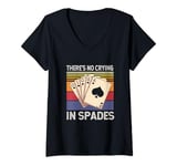 Womens Retro Vintage Spades Card Game There's No Crying In Spades V-Neck T-Shirt