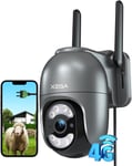 4G LTE Caméra Surveillance avec Carte SIM, Secteur Filaire 24/7 Enregistrement Continu Extérieure Intérieure Camera,2K HD Détection Humaine/Mouvement Suivi Automatique Spotlight Sirène IP66