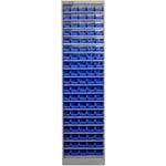 Armoire ouverte avec 95 bacs de rangement MW Tools DEBK95