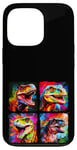 Coque pour iPhone 13 Pro Dinosaure T Rex Pop Art Dessin Coloré Peinture