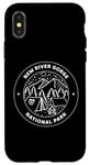 Coque pour iPhone X/XS Parc national de New River Gorge, camp, montagne, feu, arbre, lune