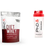 PhD Diet Whey Protein Powder 500g Belgian Chocolate + PhD 600ml Shaker
