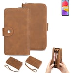 Wallet + Protective case for Samsung Galaxy M13 cover brown