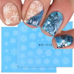 Water Slider Decals Nail Stickers White Snowflakes Christmas Design Black White