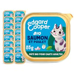 Edgard & Cooper Pâté pour Chat Biologique, (Saumon & Poulet Bio, 85g x 16), Biologique, Viande et Poisson Frais et protéines de qualité, Vrais ingrédients pour Chat, Pâté pour Chat stérilisé et Actif