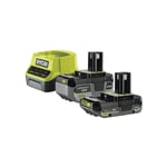 Ryobi - Pack 2 batteries 18V One+ 4.0Ah et 2.0Ah - chargeur rapide 2.0Ah RC18120-242X