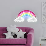 Globo - Applique murale led lampe arc-en-ciel lumière décorative lampe chambre enfant, câble usb interrupteur on/off, plastique opale clair, l 40 cm