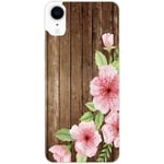 Coque pour Iphone XR bois fleur rose